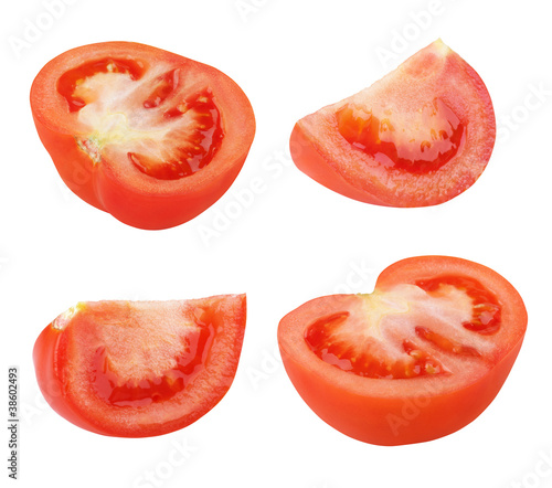 Set of tomato slices isolated on white