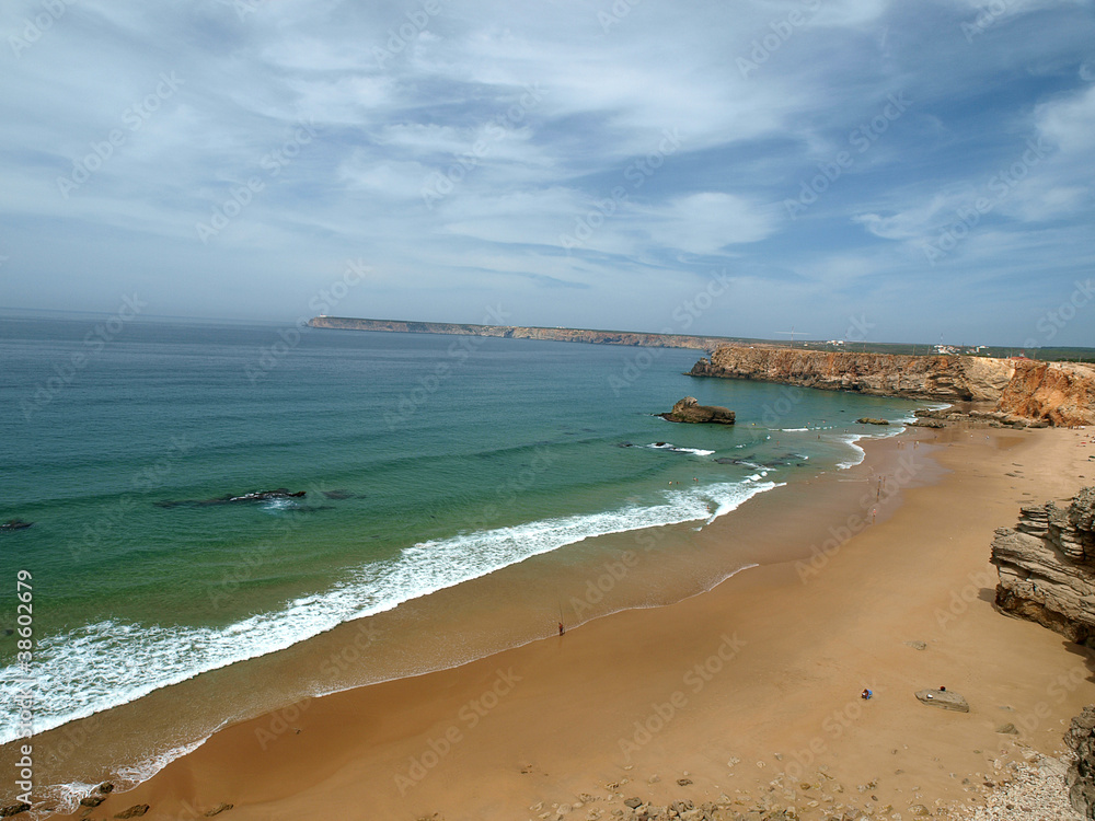 Monumental cliff coast near Cape St  Vincent, Portugal