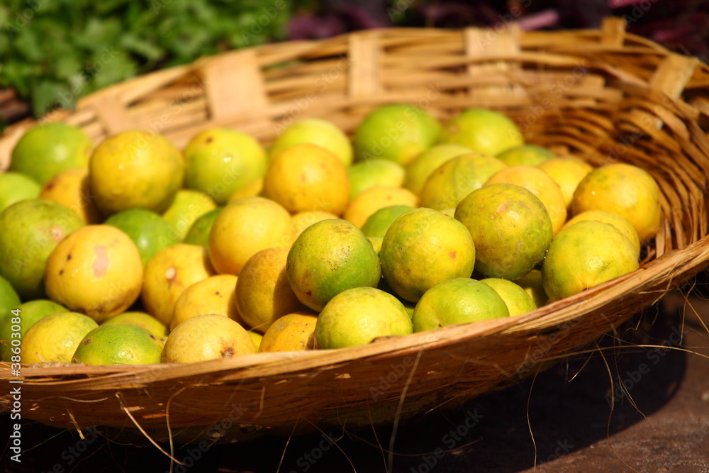 Lemons in local market in India. Lemons in local market in India.
