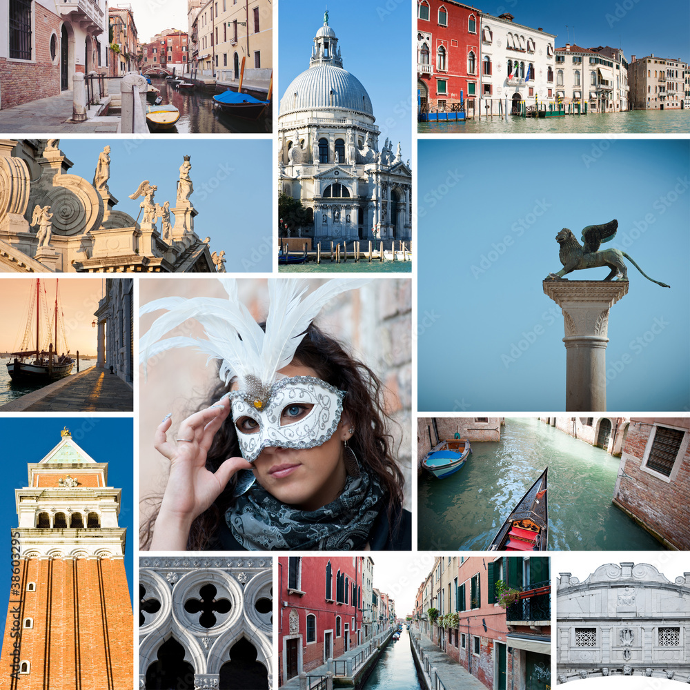 Fototapeta premium Collage of images of Venice, Italy.