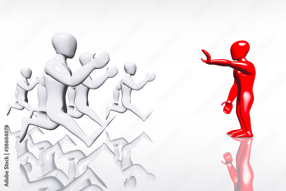 Human Figures running stop 3D render Human Figures running stop 3D render