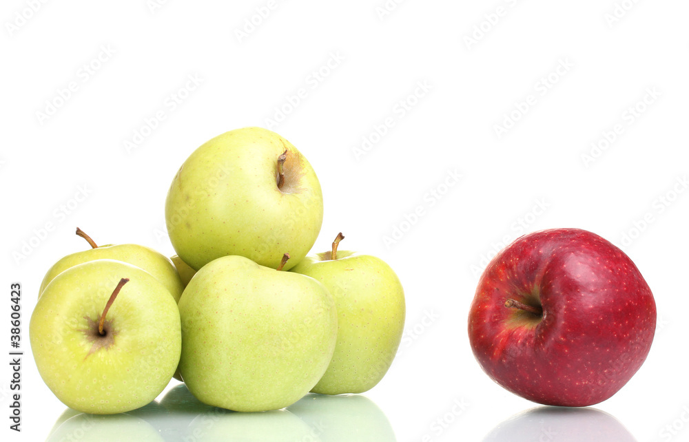 juicy green and red apples isolated on white juicy green and red apples isolated on white