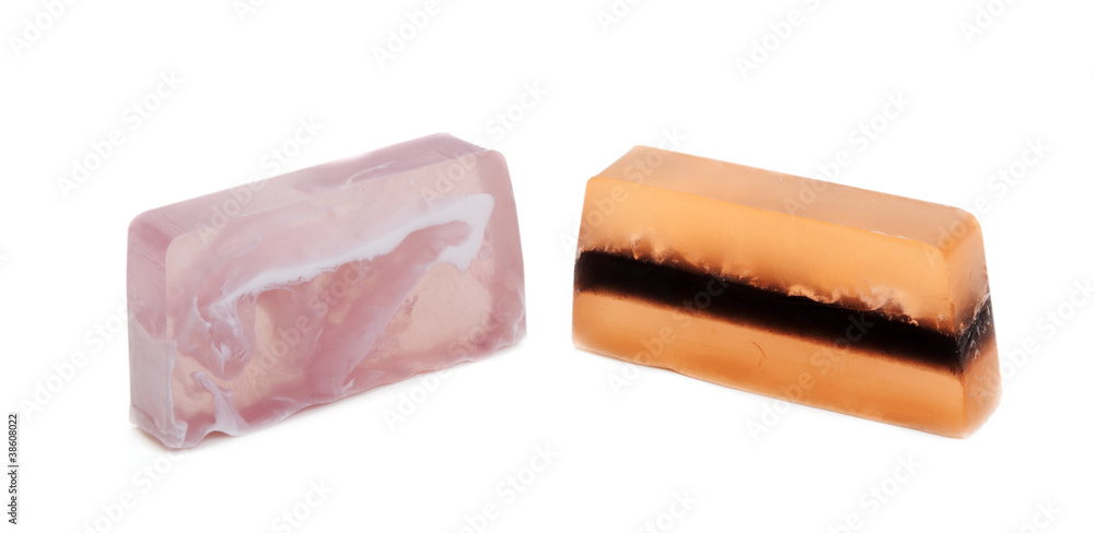 Two pieces of fruit soap