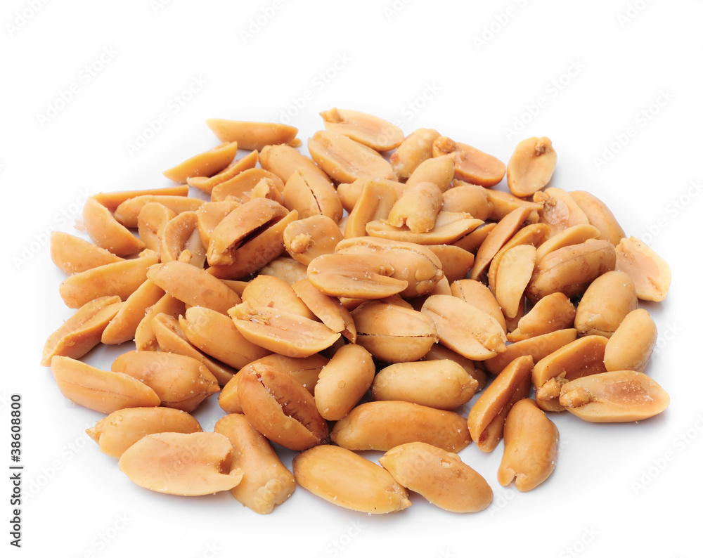 Close-up image of peanuts studio isolated on white background Close-up image of peanuts studio isolated on white background