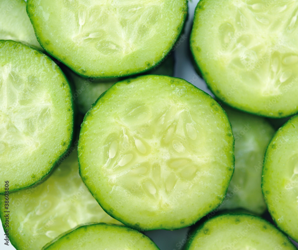 Fresh cucumber slice isolated on white background Fresh cucumber slice isolated on white background