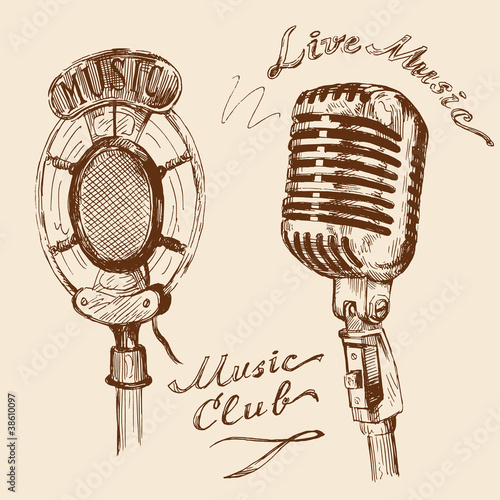 vintage microphone doodles