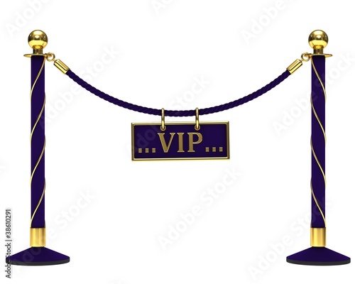 A velvet rope barrier, with a vip sign