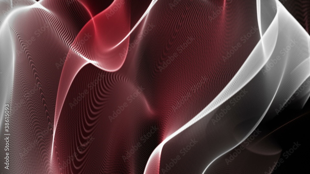 Fantastic video animation with particle wave object in slow motion, loop HD 1080p