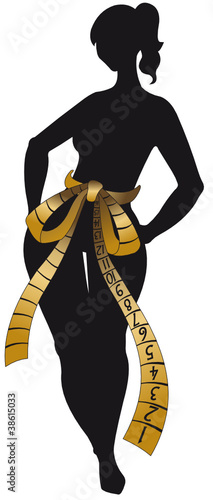 Silhouette of woman with centimetric tape
