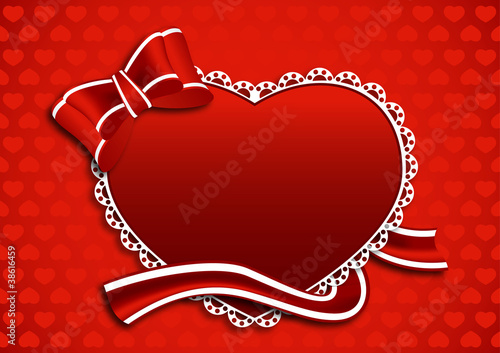 beautiful congratulatory background with heart and ribbon