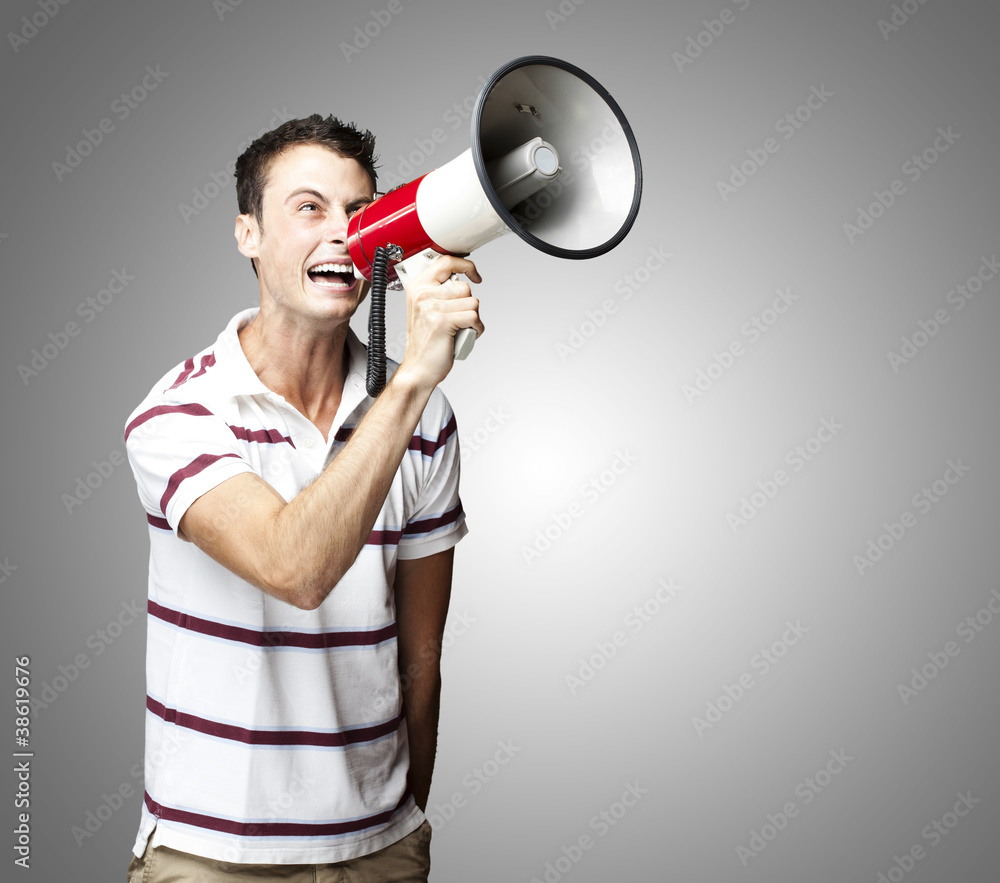 man with megaphone man with megaphone