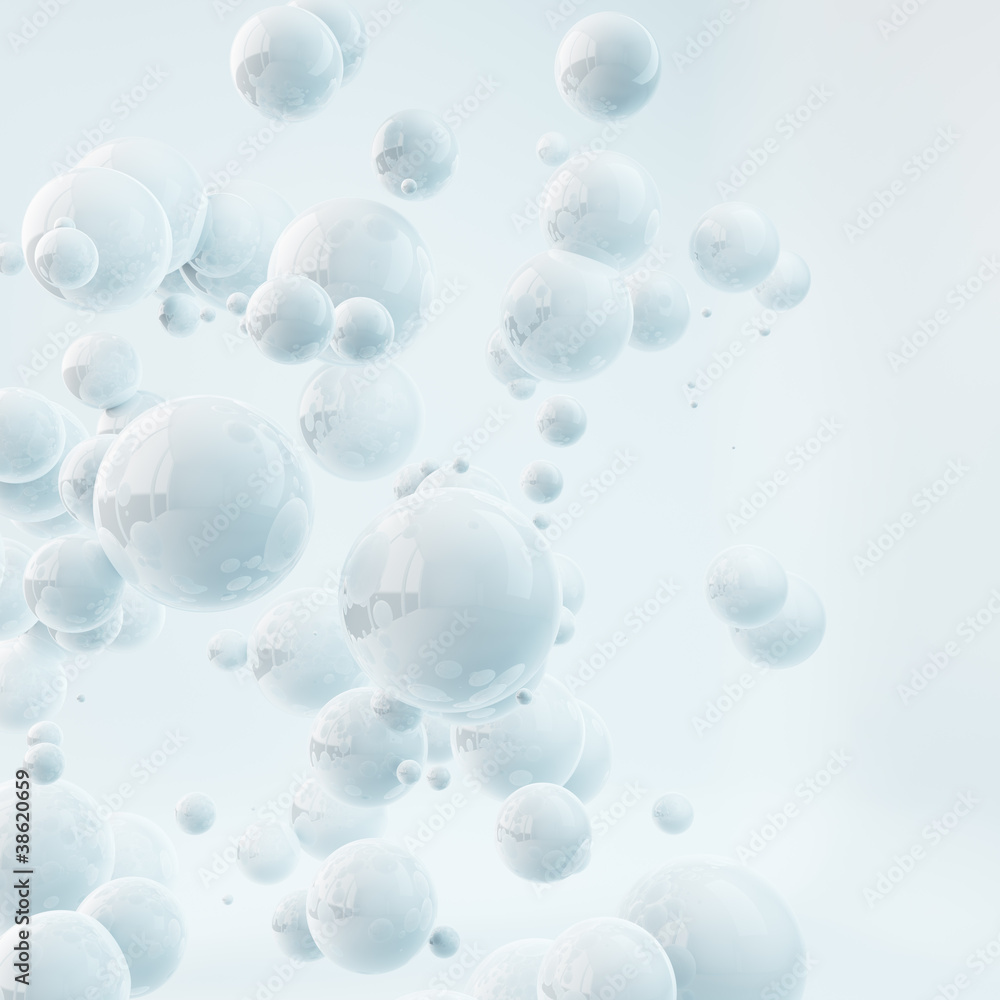 Abstract glossy spheres background.