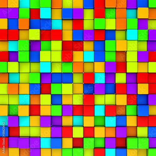 Wall of colorful cubes background.