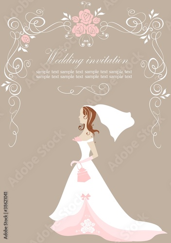 Wedding invitation with bride