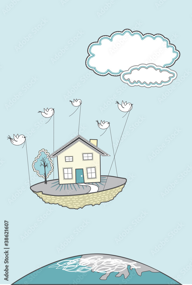 Fototapeta premium Moving House with birds
