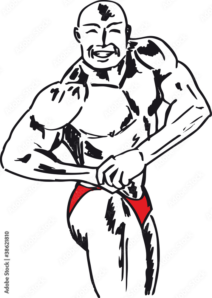 Sketch of bodybuilder. vector illustration