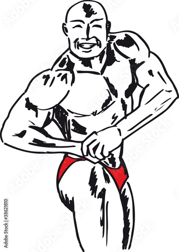 Sketch of bodybuilder. vector illustration © designfgb