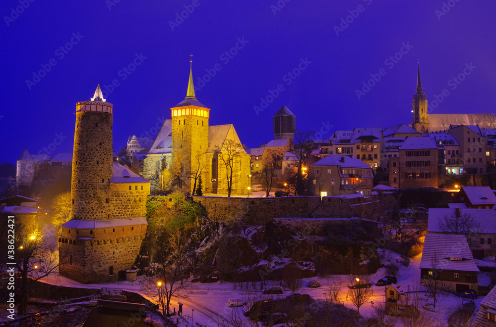 Fototapeta premium Bautzen Nacht Winter - Bautzen night winter 02