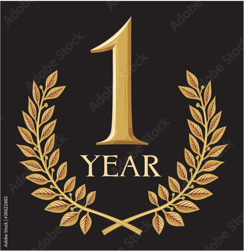 golden laurel wreath 1 year (anniversary, jubilee)