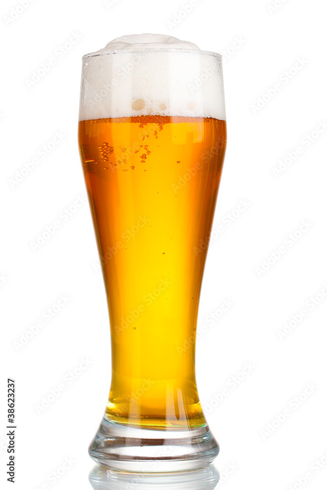 Glass of beer with isolated on white Glass of beer with isolated on white