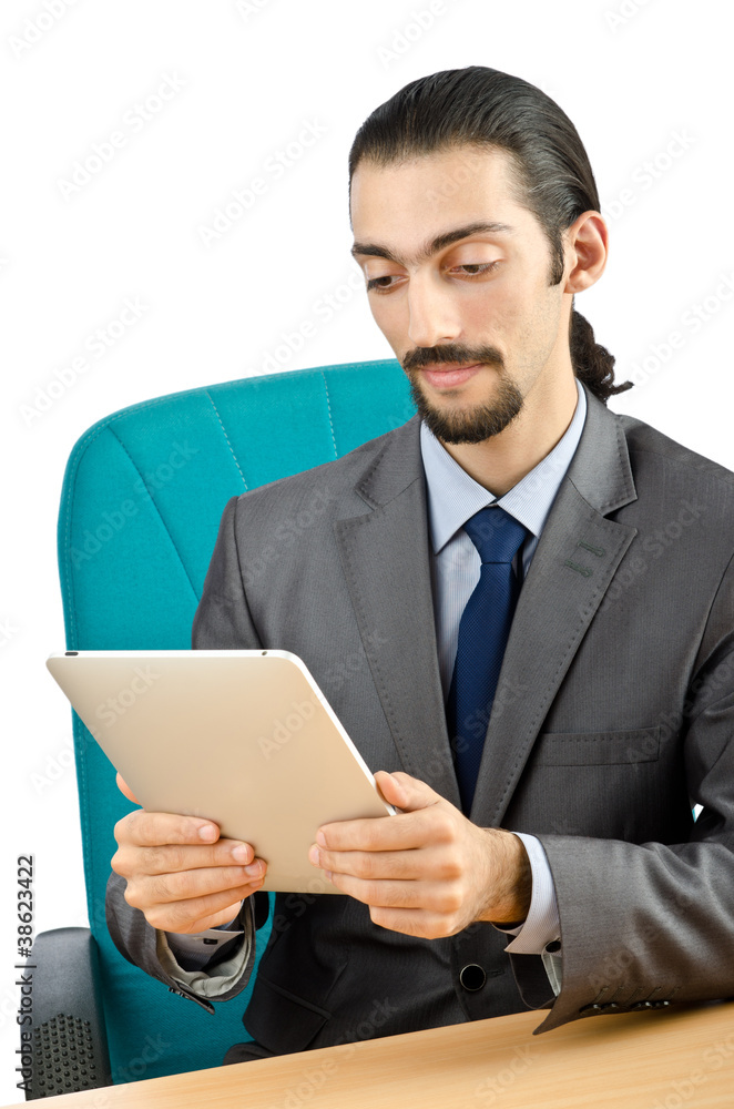 Businessman working on tablet computer Businessman working on tablet computer