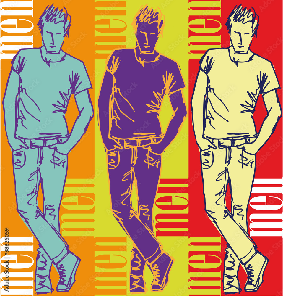 Sketch of fashion handsome man. Vector illustration Sketch of fashion handsome man. Vector illustration