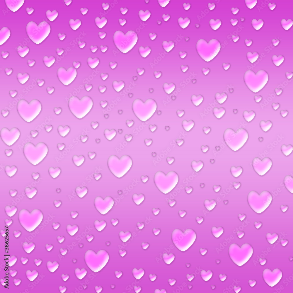 hearts like droplets violet background