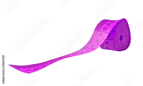 Pink measuring tape - clipping path. Isolated.