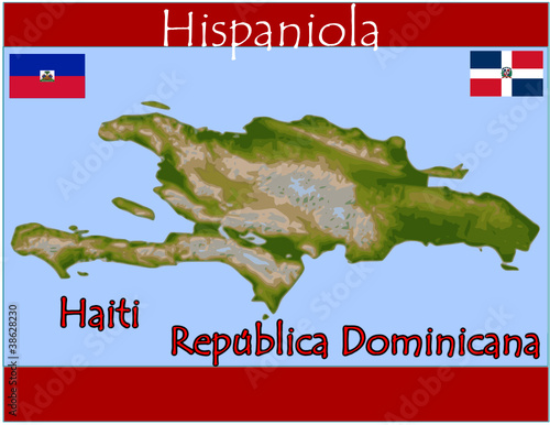 haiti republica dominicana hispaniola map flag emblem