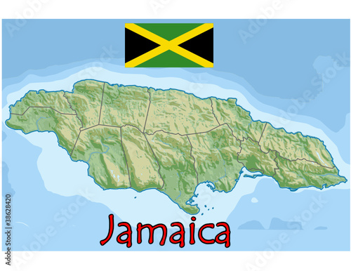 jamaica caribbean america map flag emblem