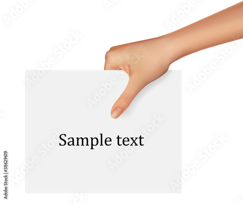 Hand holding business object. Vector illustration