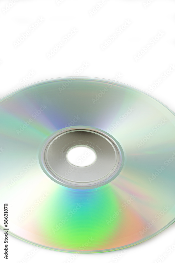 Einzelne Compact Disc (CD) auf weißem Hintergrund Einzelne Compact Disc (CD) auf weißem Hintergrund