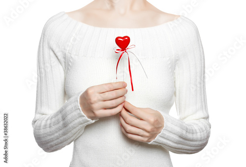 Wallpaper Mural Girl hold heart on stick isolated Torontodigital.ca