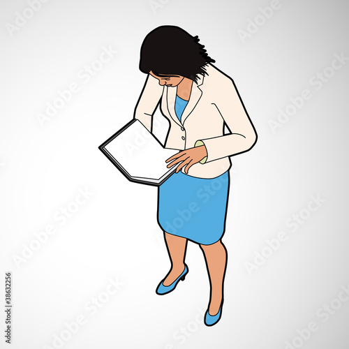 Isometric Woman Reading Book