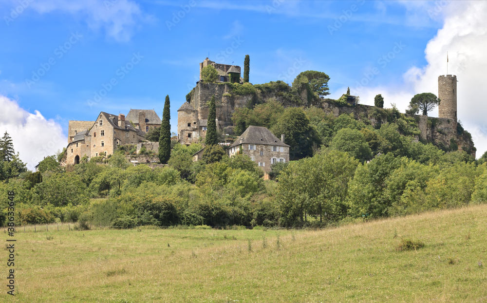 Medieval castle walls and towers, Turenne, France