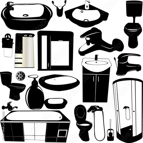 set of bathroom objects vector