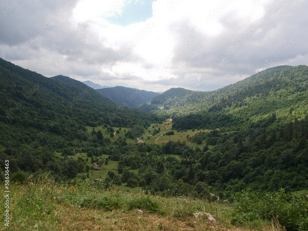 beautiful mountain scenery of the Northwest Caucasus