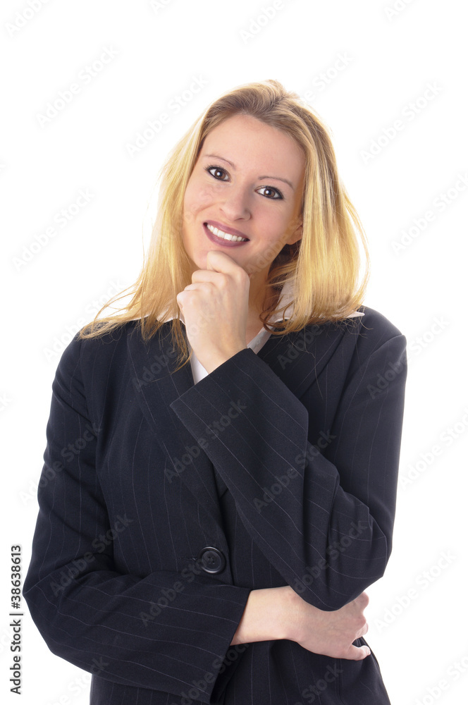 Business Girl Hand am Kinn Business Girl Hand am Kinn