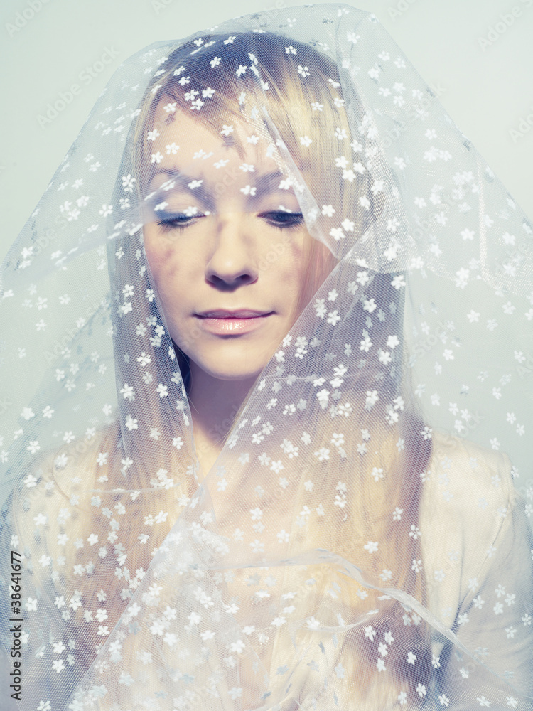 Beautiful young woman under a veil