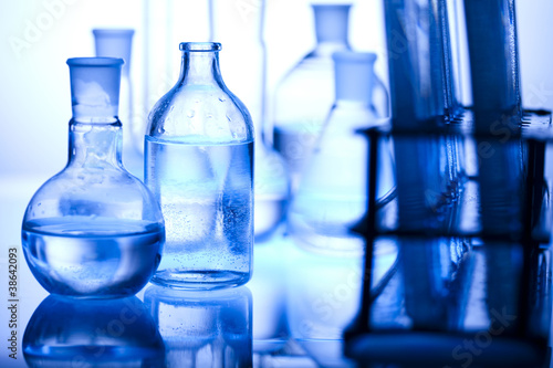 Blue chemistry vials, Laboratory