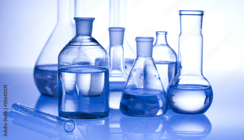 Glass laboratory equipment with white background Glass laboratory equipment with white background