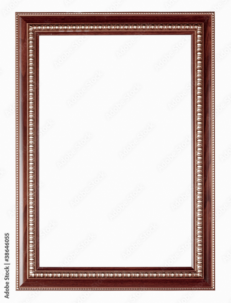Silver and wood frame on white background Silver and wood frame on white background