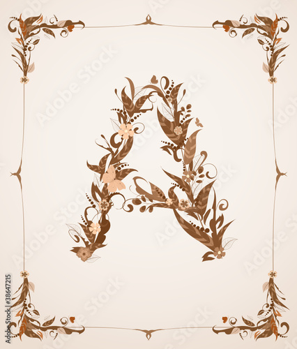 retro vintage letter in a frame