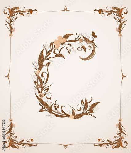 retro vintage letter in a frame