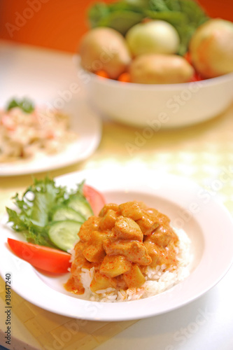 Rice with Chicken Stew Plate