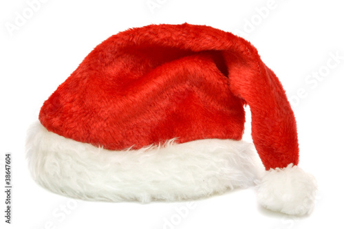 Red cap of Santa on a white background