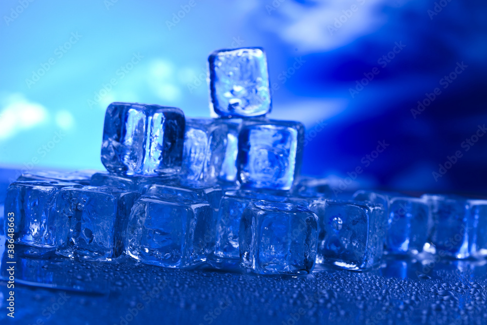 Blue and shiny ice cubes Blue and shiny ice cubes