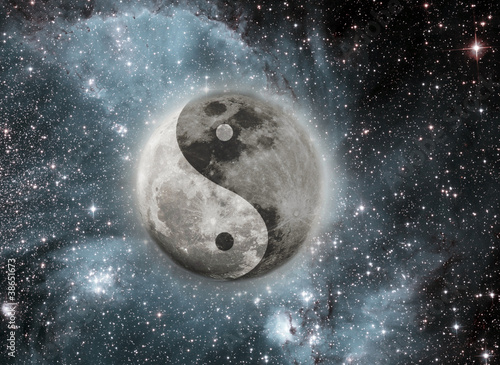 Moon with a sign of yin and yang