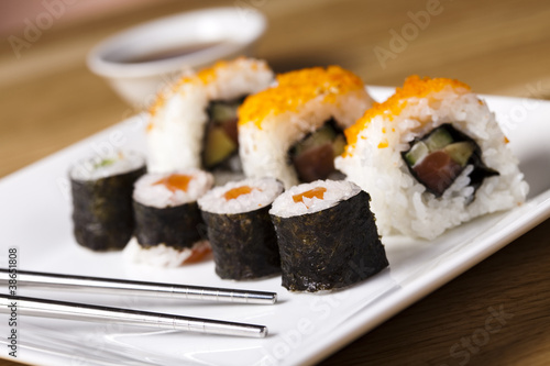 Rolls of sushi