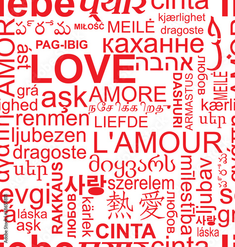 Seamless Love background - word collage